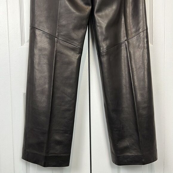 DANIER Lined Black Leather Straight Leg Side Zipper Pants‎ Size 4 - Picture 9 of 15